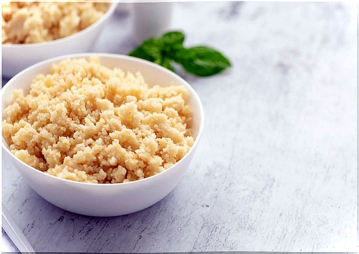 Bowl with couscous.