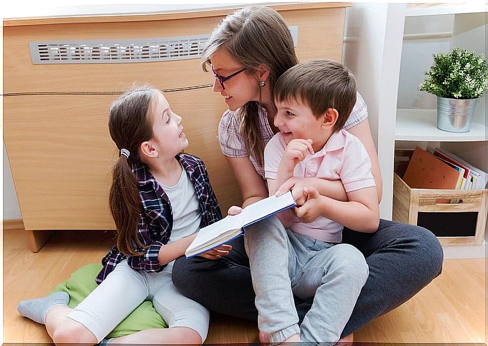 Girl with children