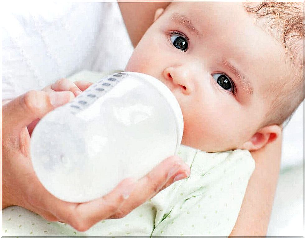 Feeding the bottle to the baby