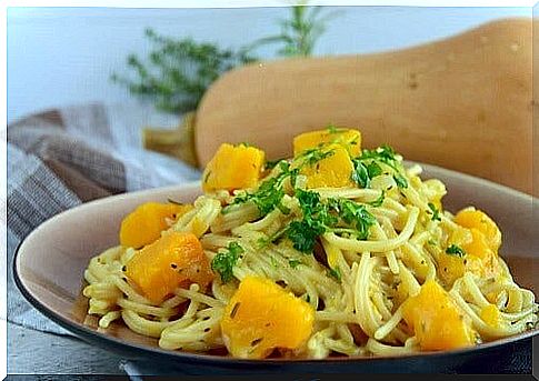 Spaghetti with pumpkin, delicious recipe