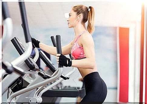 Girl on elliptical bike